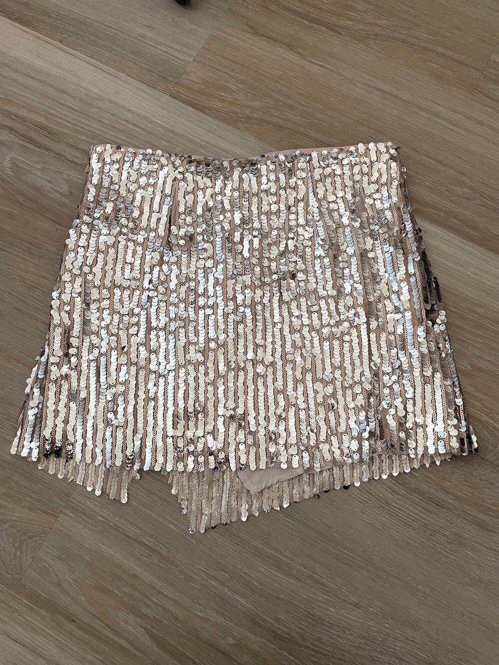 Free People | Faux Wrap Sequin Mini Skirt size 2